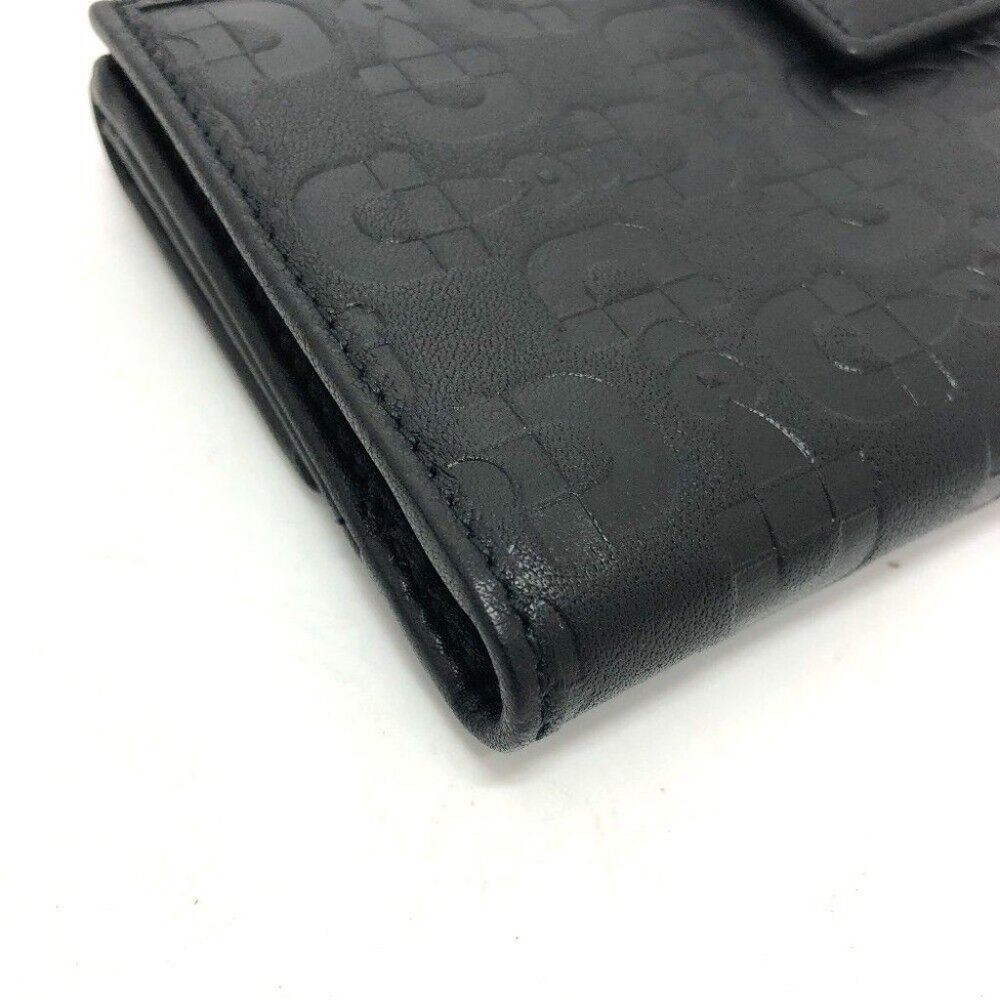 GUCCI Embossed all over pattern Bifold Long Wallet Leather Black - Picture 9 of 11